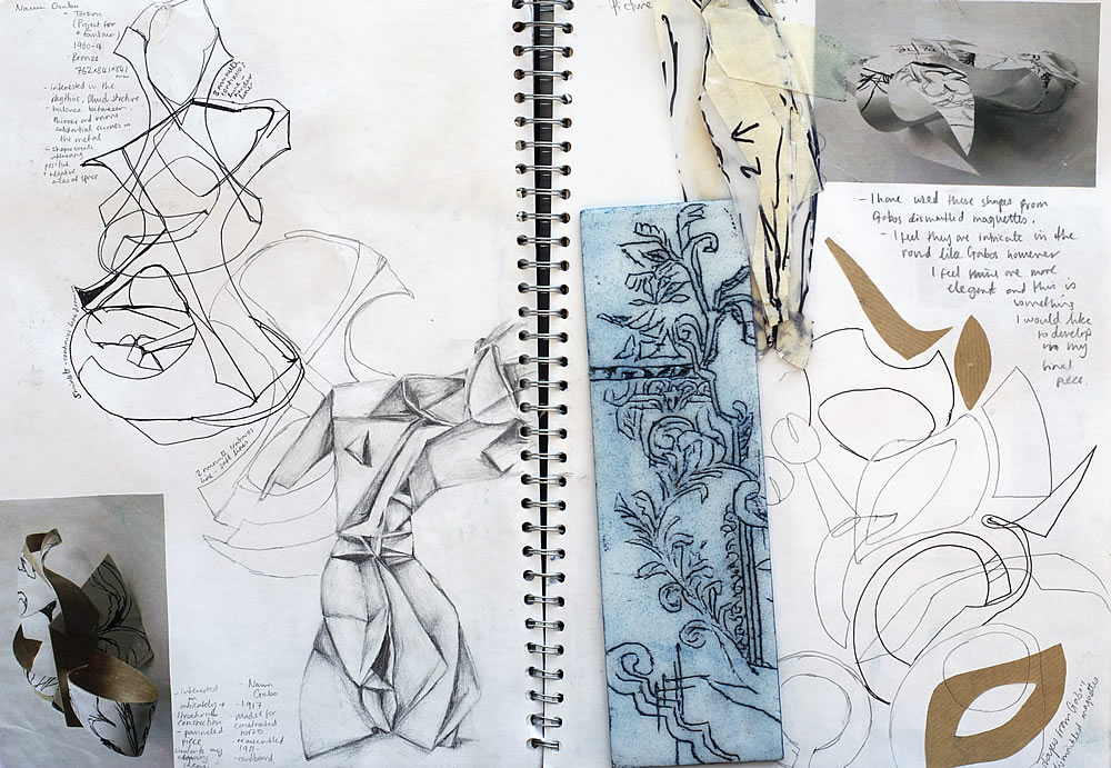 A Level sketchbook - mixed media